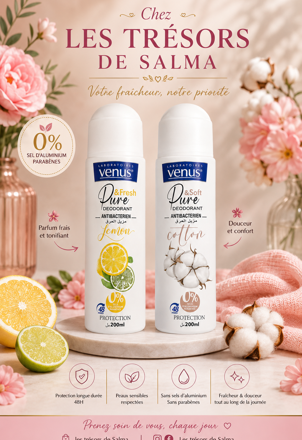 Déodorants Venus Pure – Lemon & Cotton 🌸🍋