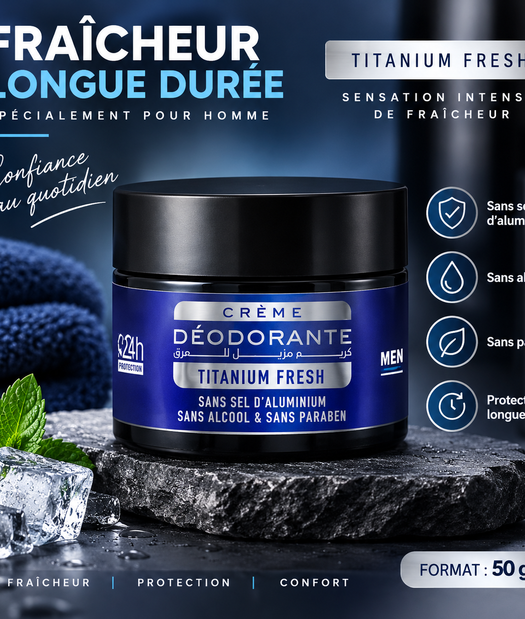 🖤 NATLYNE – Crème Déodorante Titanium Fresh Homme – 50 g