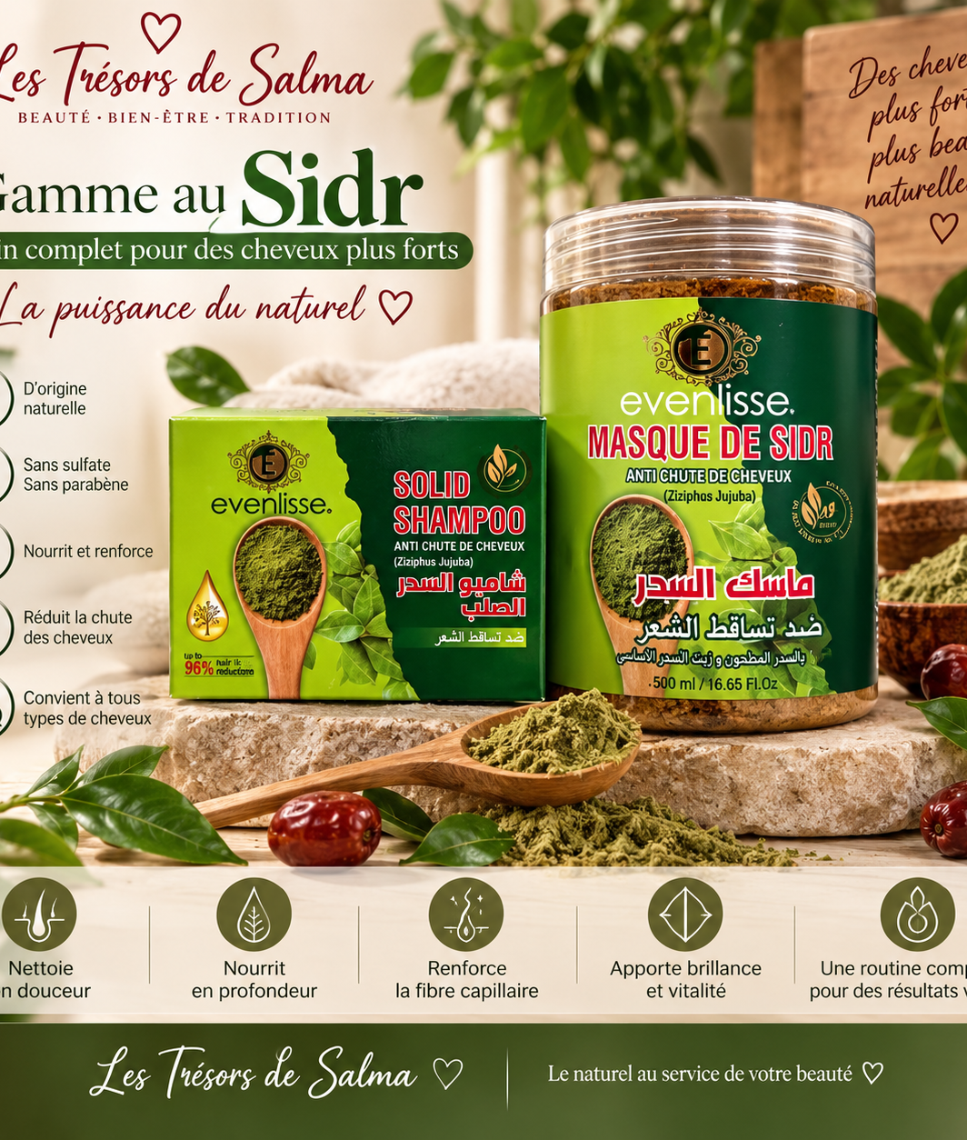 🌿 Shampoing solide au Sidr – Anti-chute de cheveux