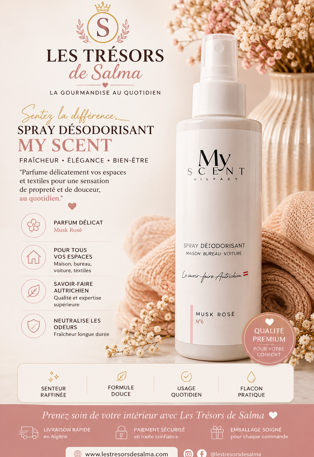 🌸 Spray Désodorisant My Scent – Musk Rosé N°6