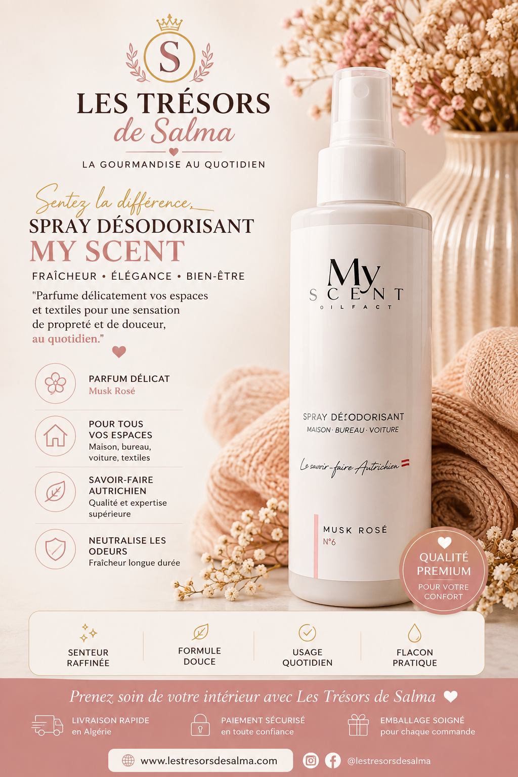 🌸 Spray Désodorisant My Scent – Musk Rosé N°6