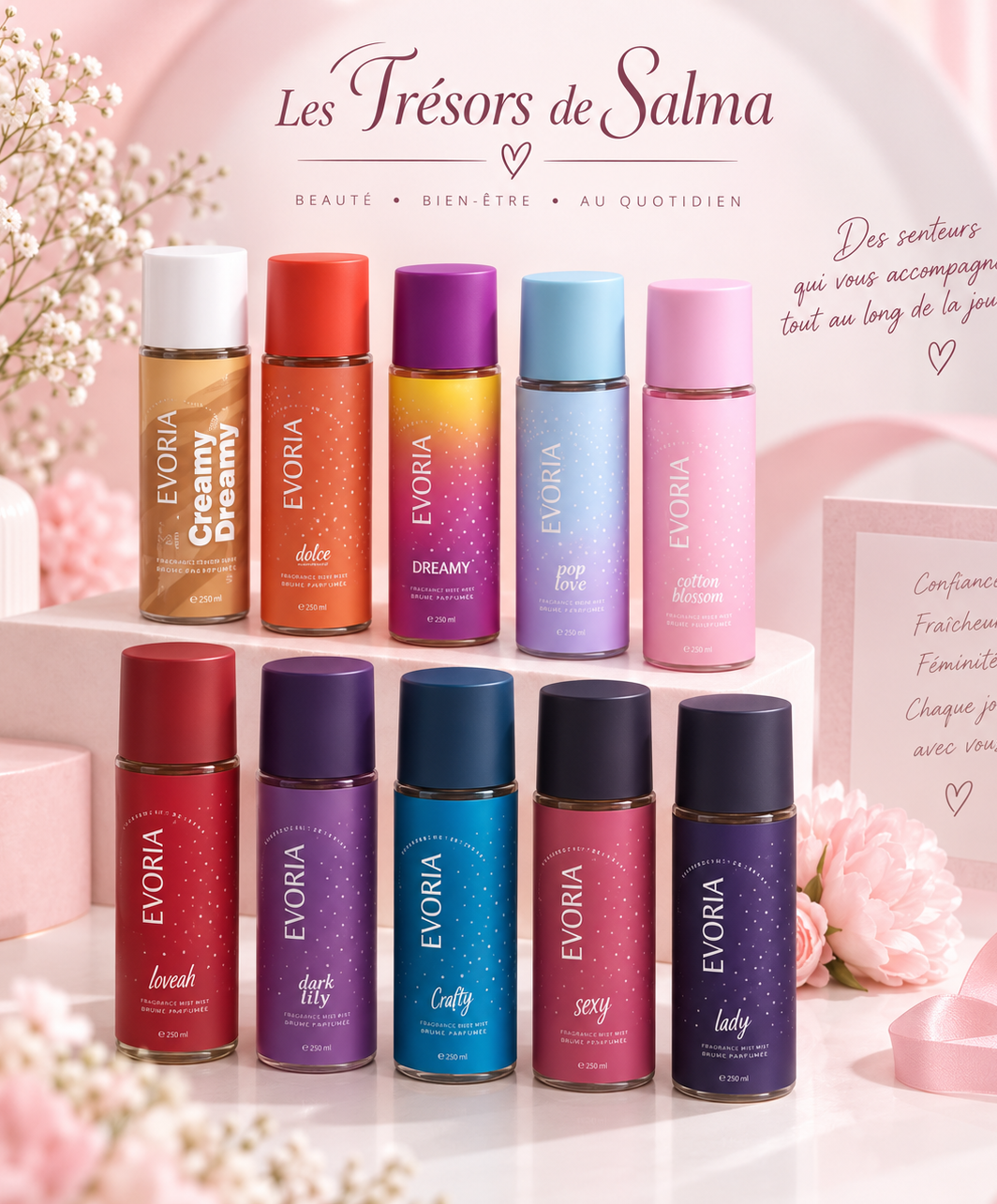 ✨ Brumes Parfumées EVORIA – Corps & Cheveux
