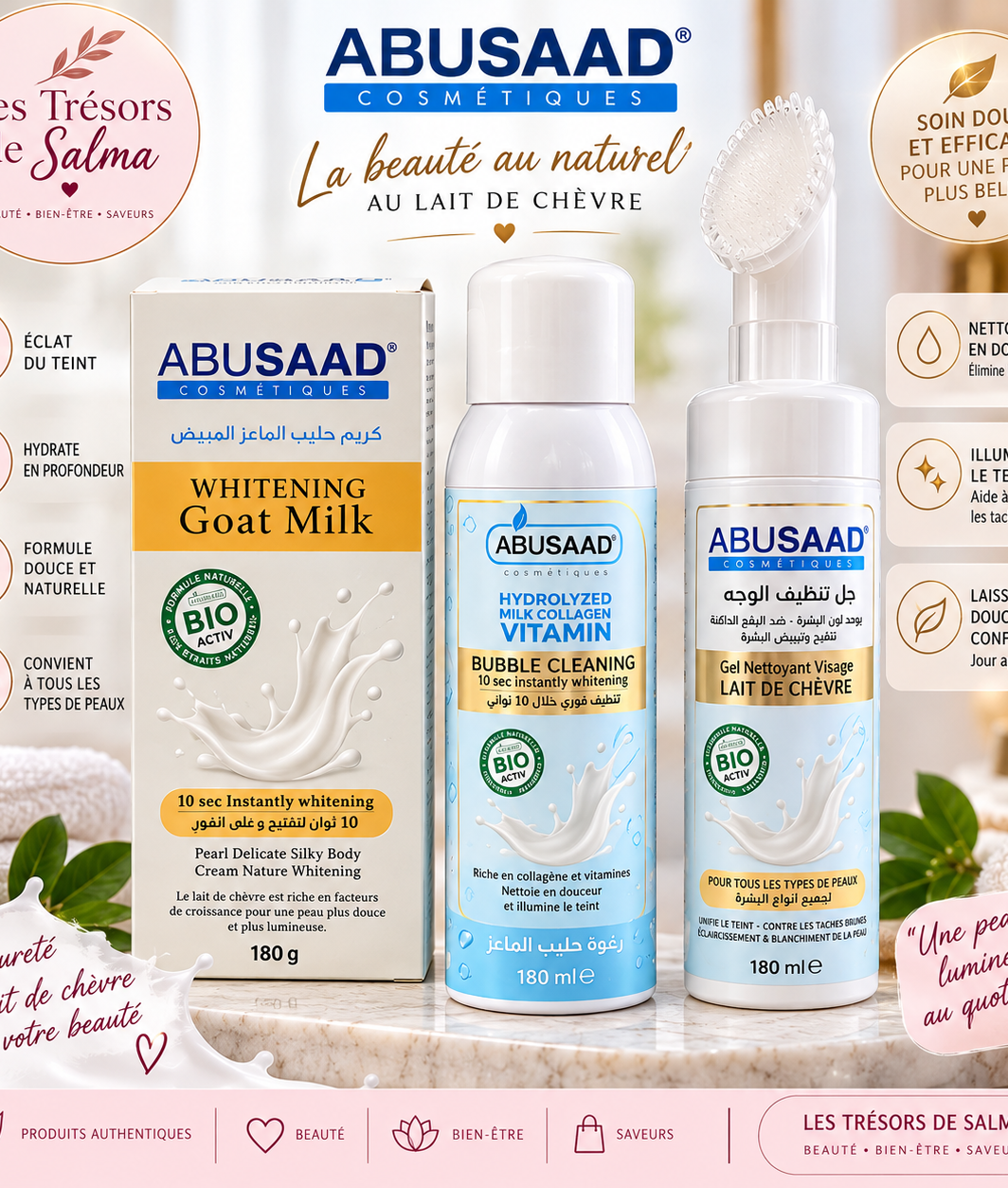 ✨ ABUSAAD – Mousse Nettoyante au Lait de Chèvre avec Brosse